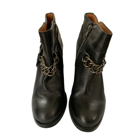 ASH Leather Ankle Moto Boots Heels Chains 6.5 - Picture 2 of 6